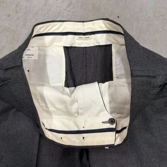 Coppley Suit Super 140s Flannel Wool Grey Made in Canada 40 R 34x32 - Picture 11 of 15